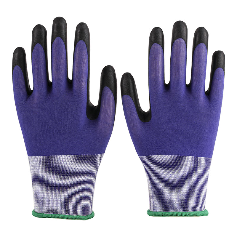 21 Gauge Ultrafein schäumende blaue Nylon-Latexhandschuhe