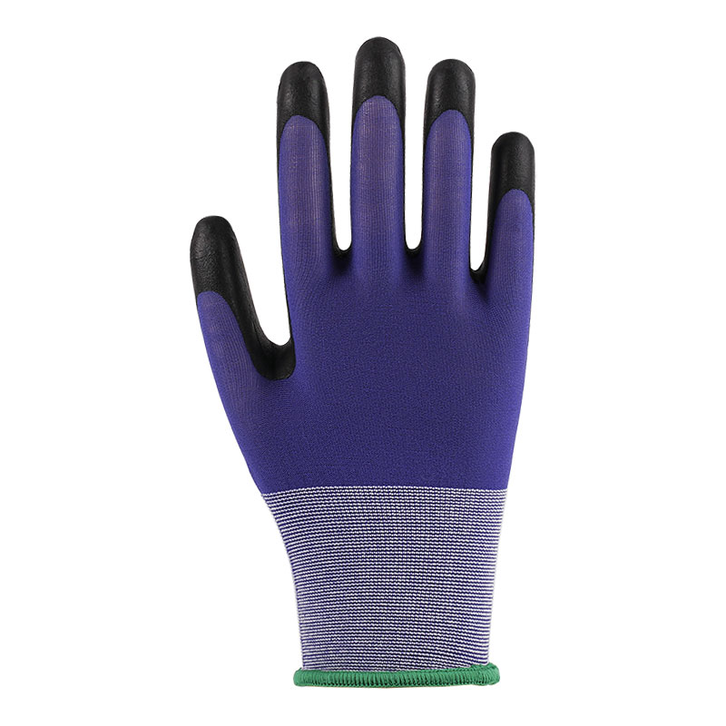 21 Gauge Ultrafein schäumende blaue Nylon-Latexhandschuhe