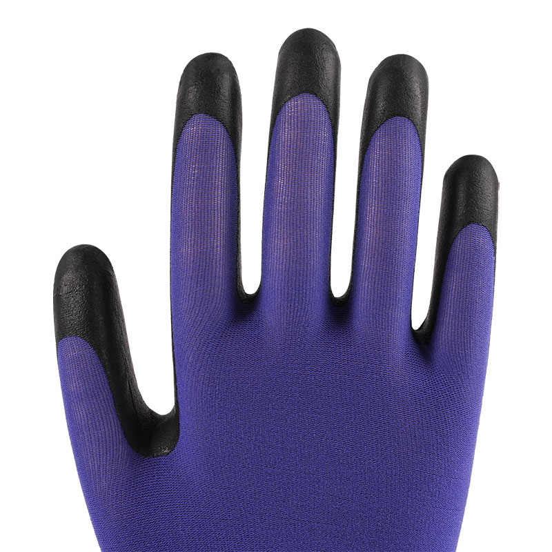 21 Gauge Ultrafein schäumende blaue Nylon-Latexhandschuhe