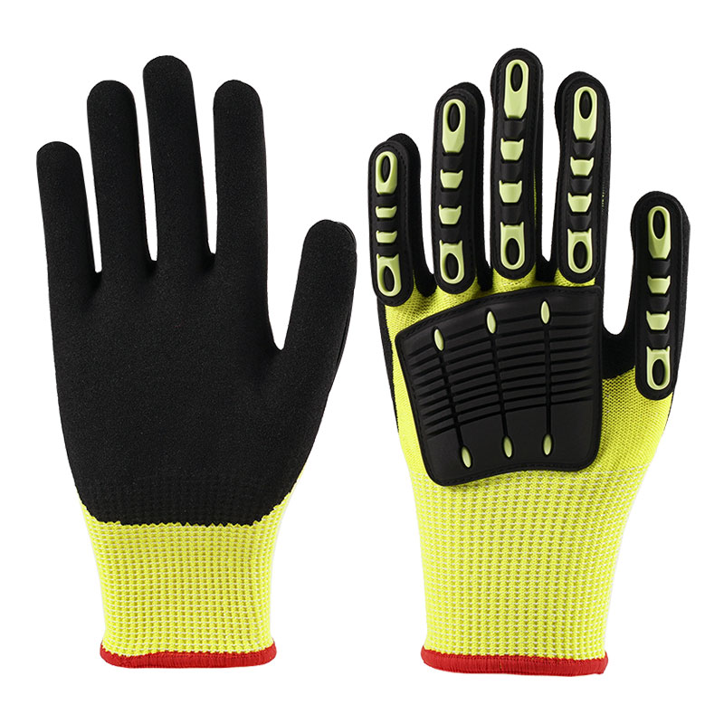 13 Gauge Fluoreszierende Gelbe Anti-Vibrations-Handschuhe A5